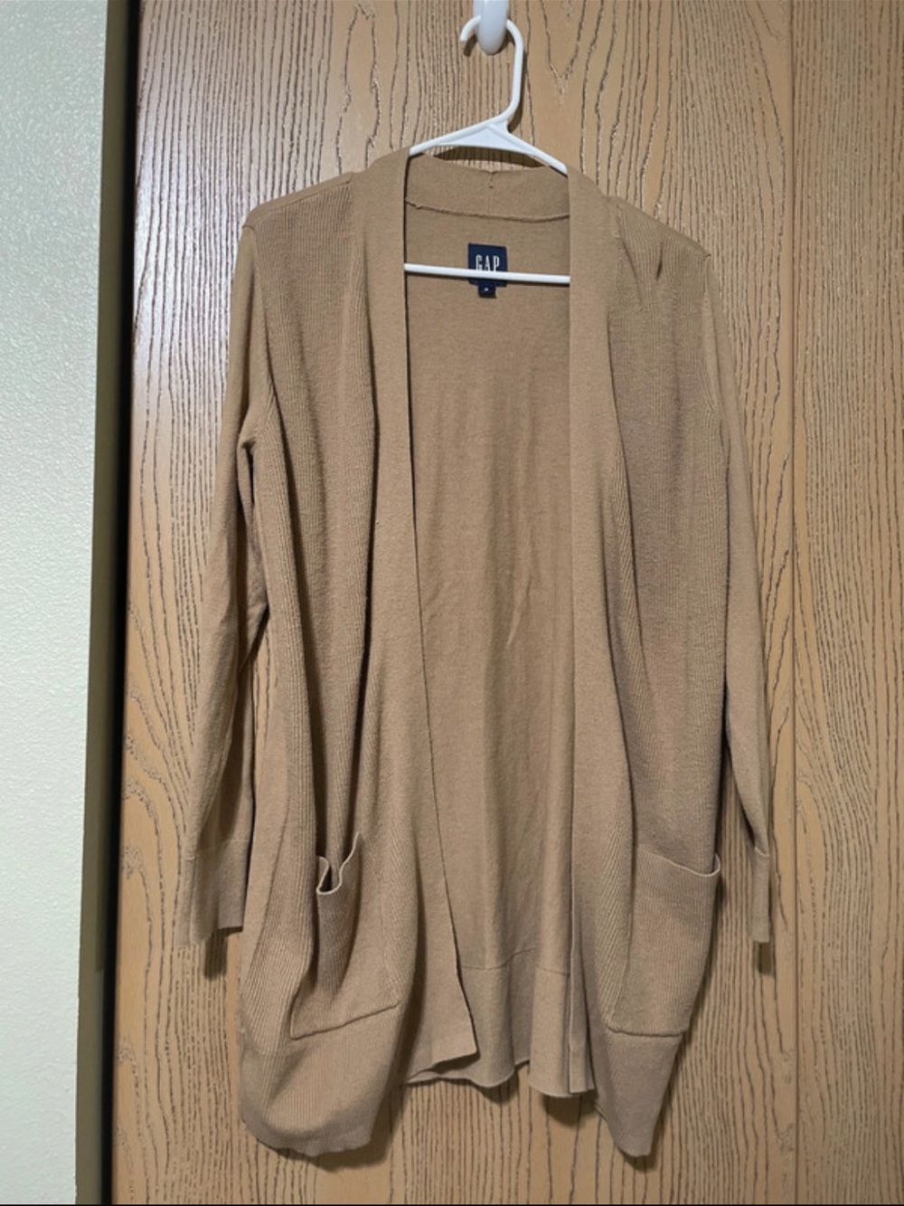 GAP Women's Open-Front Camel/Tan Long Cardigan